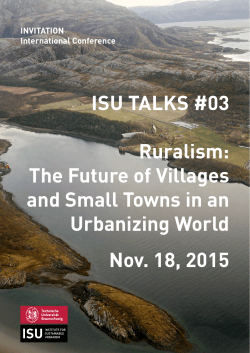 ISU TALKS #03 Ruralism: The Future of Villages and Small Towns