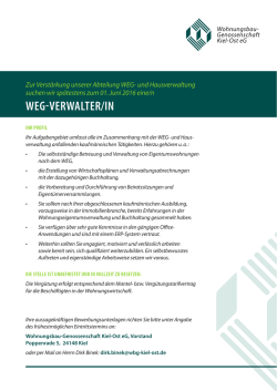 weg verwalter/in - Wohnungsbau-Genossenschaft Kiel