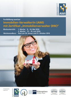 Immobilien-Verwalter/in (AWI) mit Zertifikat &bdquo;Immobilienverwalter (IHK)&ldquo;