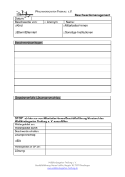 Beschwerde von - Waldkindergarten Freiburg e. V.