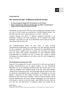 HD+ w&auml;chst auf &uuml;ber 1,8 Millionen zahlende Kunden