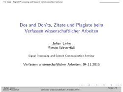 Dos and Don`ts, Zitate und Plagiate beim Verfassen
