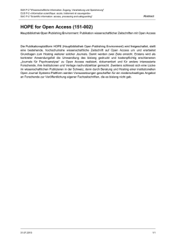 HOPE for Open Access (151-002)