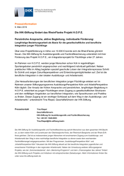IHK-Stiftung f&ouml;rdert H.O.P.E. - Stiftung f&uuml;r Ausbildungsreife und
