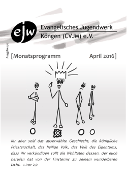 April 2016 - Evangelisches Jugendwerk Köngen