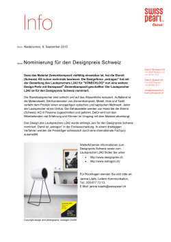 08.09.15 Nominierung für den Designpreis Schweiz 2015