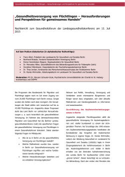 Gesundheitsversorgung von Flüchtlingen – Herausforderungen und