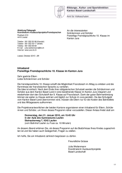 Infoabend Freiwillige Fremdsprachliche 10. Klasse im Kanton Jura