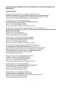 Programm der Regionalgruppe Oberpfälzer Jura