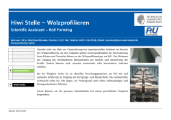 Hiwi Stelle &ndash; Walzprofilieren