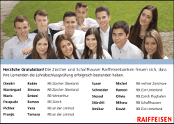 Herzliche Gratulation! Die Zürcher und Schaffhauser