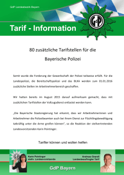 80 zusätzliche Tarifstellen für die Bayerische Polizei