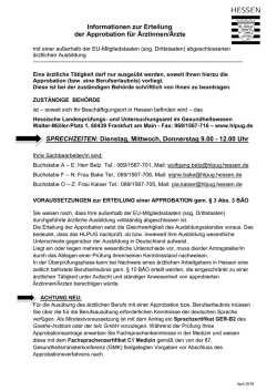 Informationen zur Erteilung der Erlaubnis zur