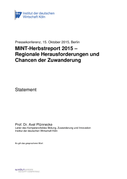 MINT-Herbstreport 2015 - Institut der deutschen Wirtschaft Köln