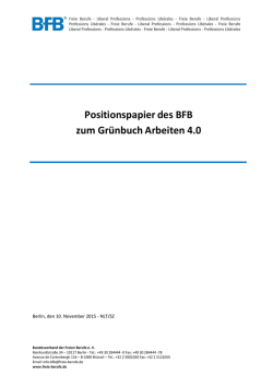 Positionspapier des BFB zum Grünbuch Arbeiten 4.0