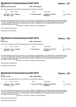 Startkarte Kreismeisterschaft 2016 Startkarte Kreismeisterschaft