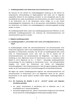 Hinweise zu den Ausbildungsmodellen