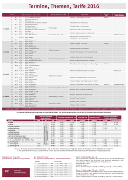 Termine, Themen, Tarife 2016