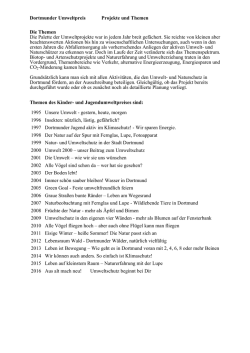 Dortmunder Umweltpreis Projekte und Themen