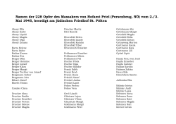 Namen der 228 Opfer des Massakers von Hofamt Priel (Persenbeug
