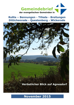 Gemeindebrief Roßla November 2015