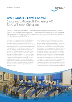 UWT GmbH – Level Control - Sycor rollt Microsoft Dynamics AX für