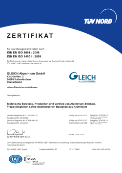 DIN EN ISO 9001 - GLEICH Aluminium