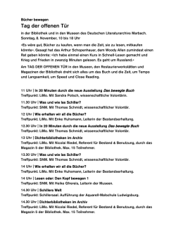 Schillersonntag / Tag der offenen Tür im Deutschen Literaturarchiv