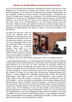 Besuch von Kardinal Müller an der Deutschen Schule Rom