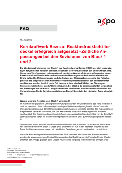 FAQ Kernkraftwerk Beznau: Reaktordruckbehälter