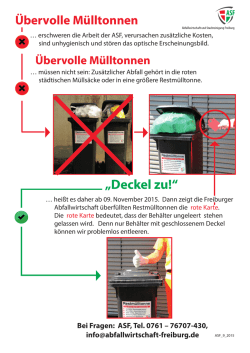 Informationsplakat Deckel Zu