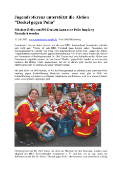 Jugendrotkreuz unterstützt die Aktion "Deckel gegen Polio"
