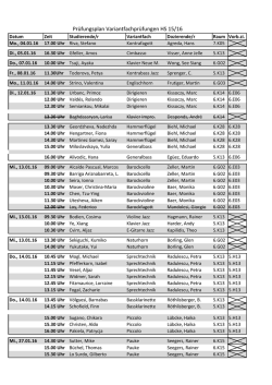 Prüfungsplan Variantfachprüfungen HS 15/16