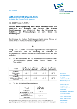 Sechste Änderungssatzung des Kreises Recklinghausen vom 29.02