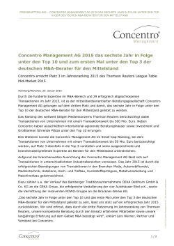 Concentro Management AG 2015 das sechste Jahr in Folge unter