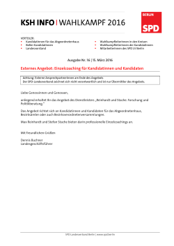KSH-Info 16-2016 Einzelcoachings für Kandidatinnen und Kandidaten