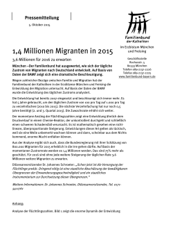 1,4 Millionen Migranten in 2015 - Erzbistum München und Freising