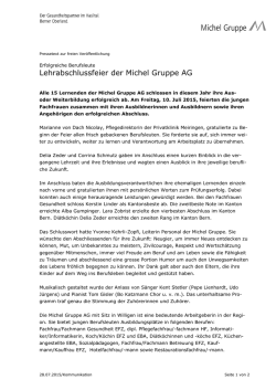 Medienmitteilung Lehrabschlussfeier
