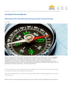BVR-Kompass 2016: ADG bietet Unterstützung bei zentralen