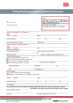 Antrag Restwerterstattung BahnCard Business