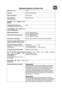 Business Analytics mit Excel & Co