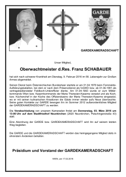 Traueranzeige für OWmdRes Franz SCHABAUER