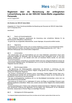 Reglement über die Berechnung der anfänglichen Lohnerhöhung