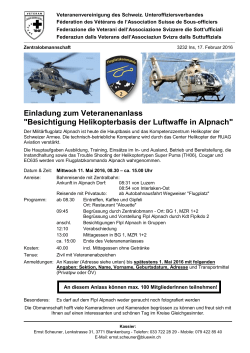 Einladung zum Veteranenanlass "Besichtigung Helikopterbasis der