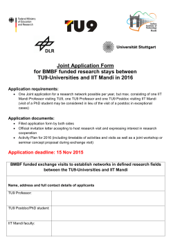 Joint Application Form for BMBF funded research stays