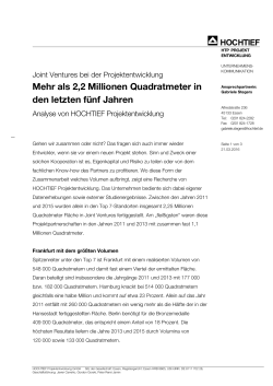Joint Venture M&auml;rz 2016 - HOCHTIEF Projektentwicklung