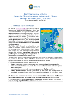 Joint Programming Initiative Connecting Climate Knowledge for