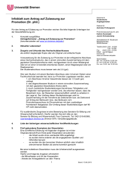 Infoblatt Zulassung zur Promotion