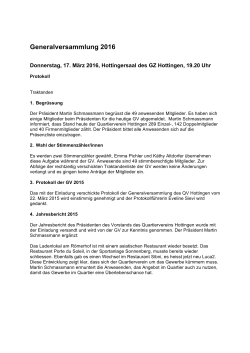 Generalversammlung 2016 - Quartierverein Hottingen