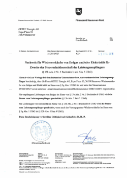 Nachweis für Wiederverkäufer von Erdgas und/oder Elektrizität für